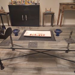 Modern classy Glass Coffee Table 52" with black legs