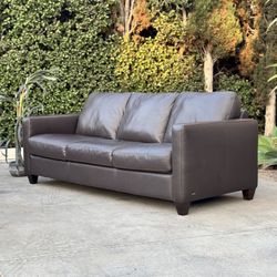 Modern Mid Century 100% Genuine Top Grain Leather Couch Sofa Natuzzi 