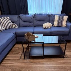 IKEA Glass and Black frame adjustable Coffee Table