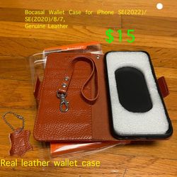 Bocasal Wallet Case for iPhone SE(2022)/SE(2020)/8/7, Genuine Leather Case