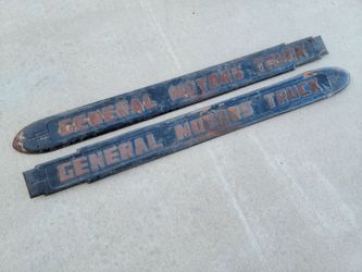 Original 1938 to 1946 GMC Pickup Truck Hood Side Emblem Molding Trim Pair