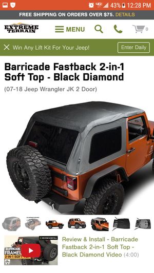 2 Door Jeep Jk Barricade Bowless Soft Top For Sale In Moreno