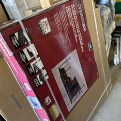 Husky Adjustable Height Metal Heavy-Duty Overhead Garage Storage Rack in Black