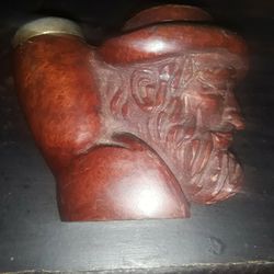 Vintage Austrian Burlwood Carved pipe bowl from red point. Beautiful wood and nice carved mans face with a hat. Nice condition 