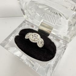 14k White Gold 3 Cluster Diamond Ring