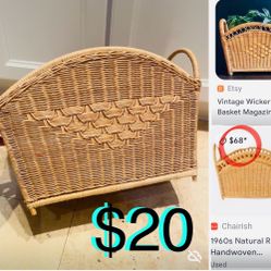 $20 Vintage Boho Wicker Book/magazine/paper/plant etc Holder in great condition