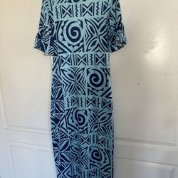 Nice Blue Print Long Dress 