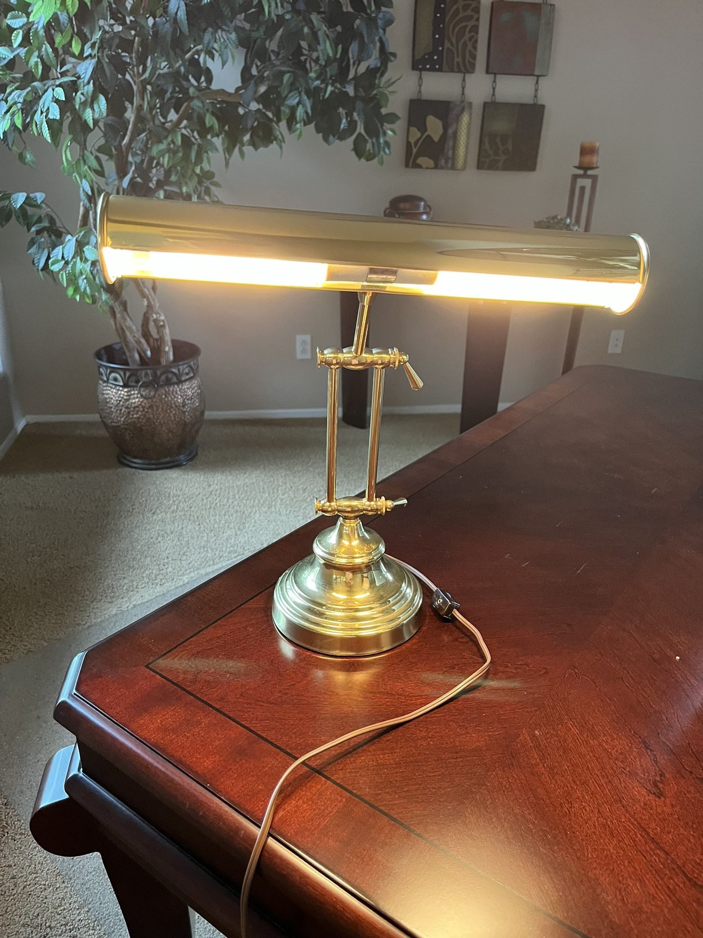  Lamp Desk/table Very Heavy Solid Brass- Adjustable -vintage