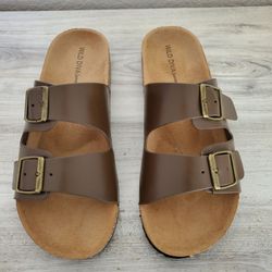 Double Buckle Slide Sandals