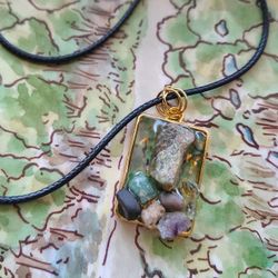 Nature's Essence Necklace - Unique Handmade Pendant with Mixed Stones