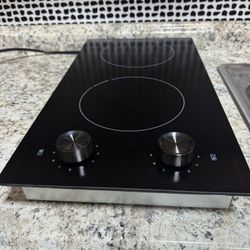 12" Induction Cooktop, Double Induction Cooktop 2 Burner 110v-120v Electric Stove Top, Countertop and Built-in, 9 Power Levels, Child Lock, 120 Mins T