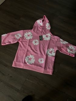 pink denim tear hoodie new with tags , size medium