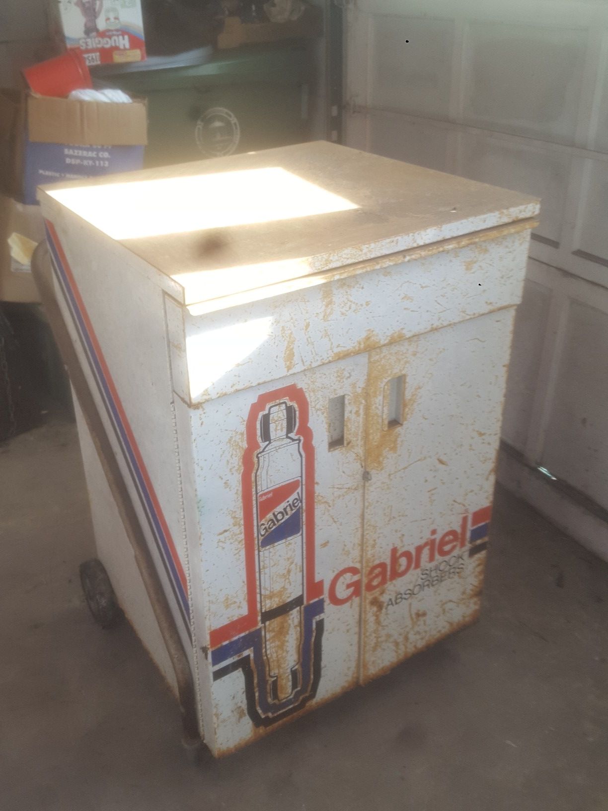 Vintage gas station Gabriel shock absorber cabinet