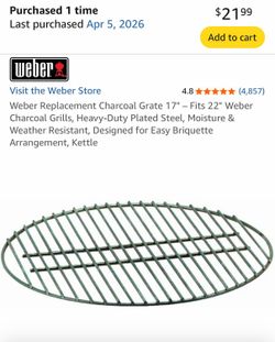 17’’ Weber Replacement Grate for Charcoal Grill