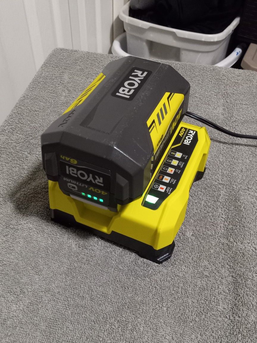 Ryobi 40v 6.0 ah Battery w/ 40v Rapid Charger