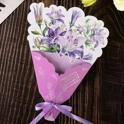 Floral Bouquet Greeting Card with Ribbon