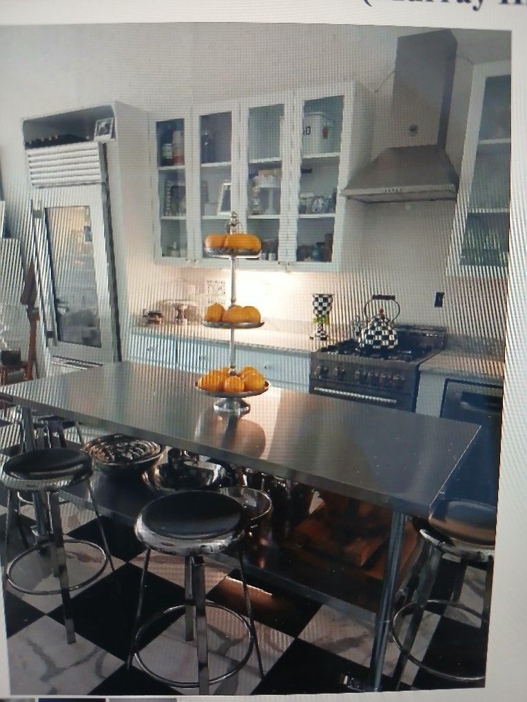 72" Stainless Steel Table w/ Wheels& 4 Matching Adjustable Stools