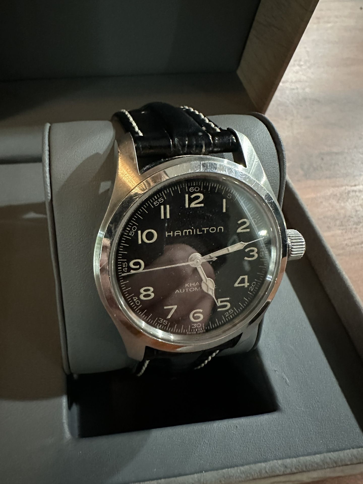 Hamilton Khaki Field Murph 42mm Watch w/black leather strap interstellar watch