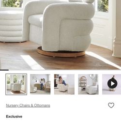 Snoozer Cream Boucle Nursery Swivel Glider Chair by Leanne Ford