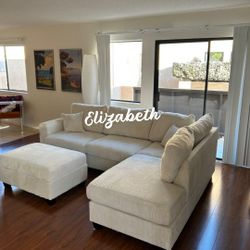 Gorgeous 3-Pc Corduroy Sectional Sofa With Storage Pullout And USB Port 