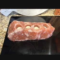 Solid Piece Himalayan Salt Tea Candle Holder 