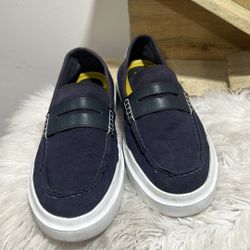 Men’s Cole Haan GRAND360 Rally Blue Canvas Penny Loafers Size 10