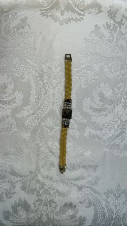 Lia Sophia yellow and gold tone leather braided bracelet 