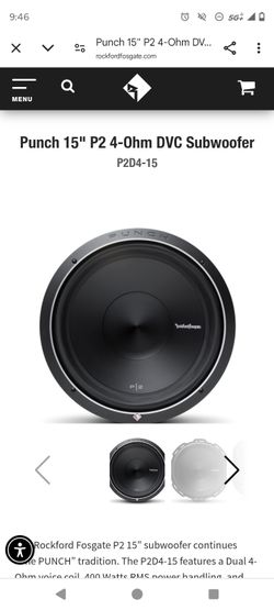 15" Rockford Fosgate P2 Subwoofer (Kicker Pioneer Kenwood Alpine Punch Jl Audio Re Fi skar Taramps Bass Amplifier Car Stereo Epicenter System Hifonics