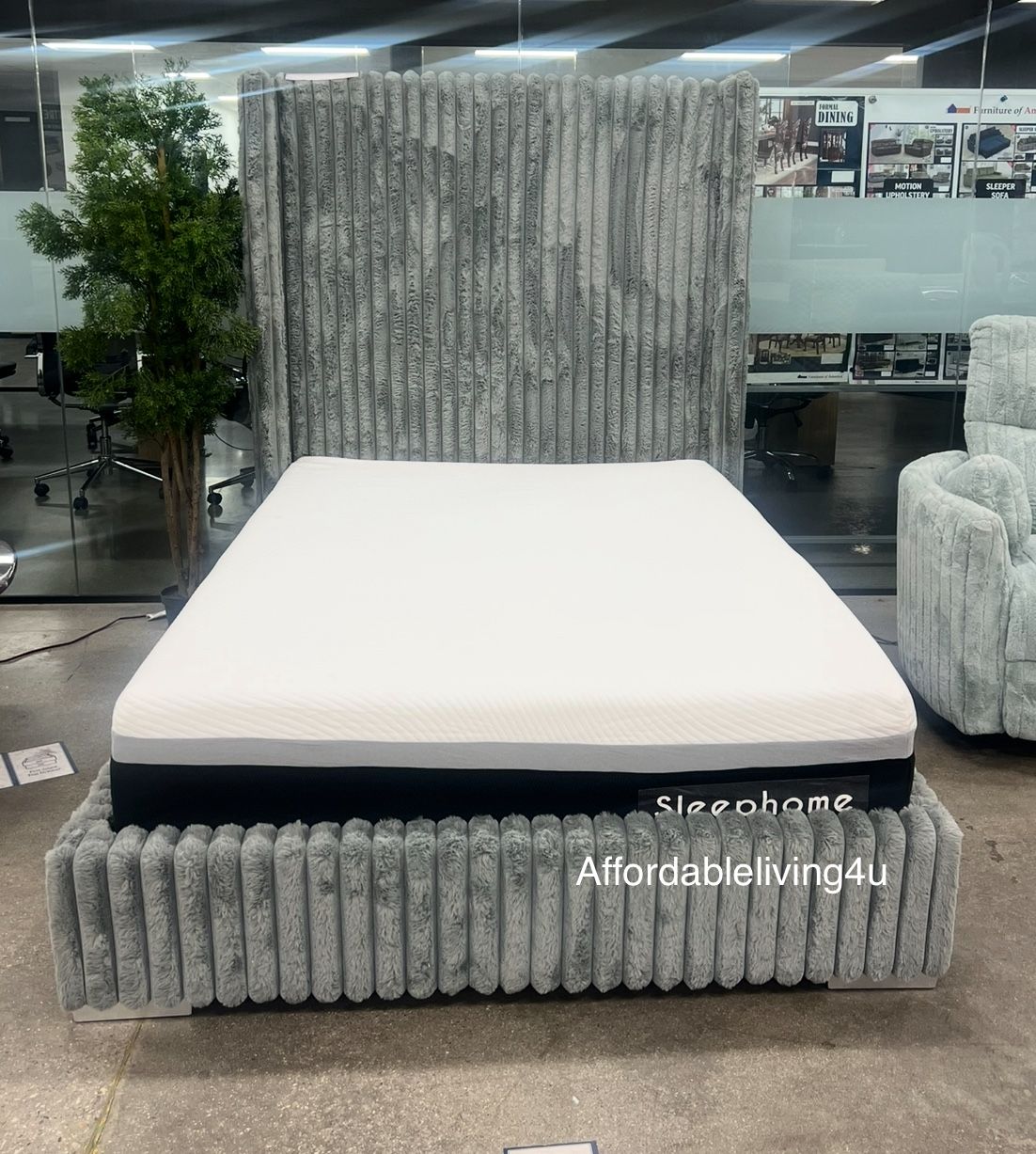 Queen Grey Bed Frame Brand New In Box