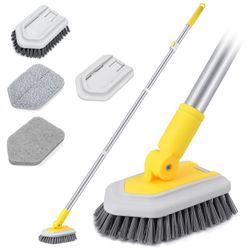 Lalafancy Shower Cleaning Brush with Locking Head, 3 in 1 Tub Tile Scrubber Brush with 50'' Extendab