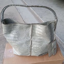 Vera Wang Faux Crocodile Hobo Shoulder Bag w/ Wallet 