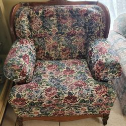 Vintage Floral Wingback Chair