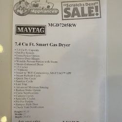 Maytag® 7.4 Cu. Ft. White Front Load Gas Dryer with Pet Pro Option
