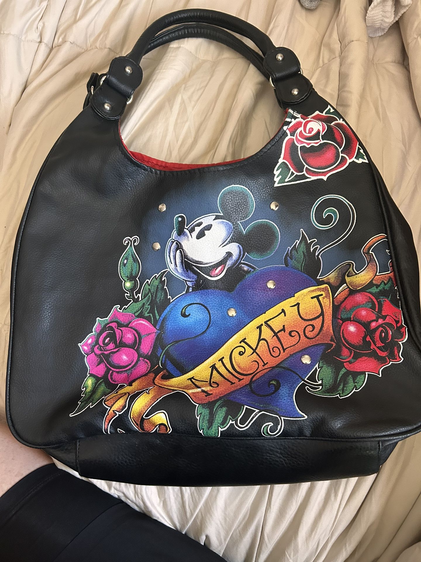 Disney Purse - Mickey Mouse With Blue Heart And Roses