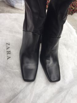 Zara over-the-knee real leather size 8 new with tags