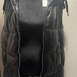 Faux Leather Vest Jacket 