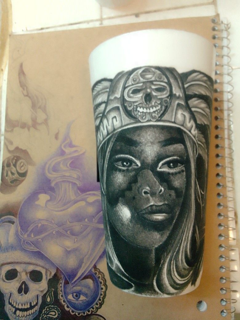 Custom Chicano Cup With Handmade Tattoo Art