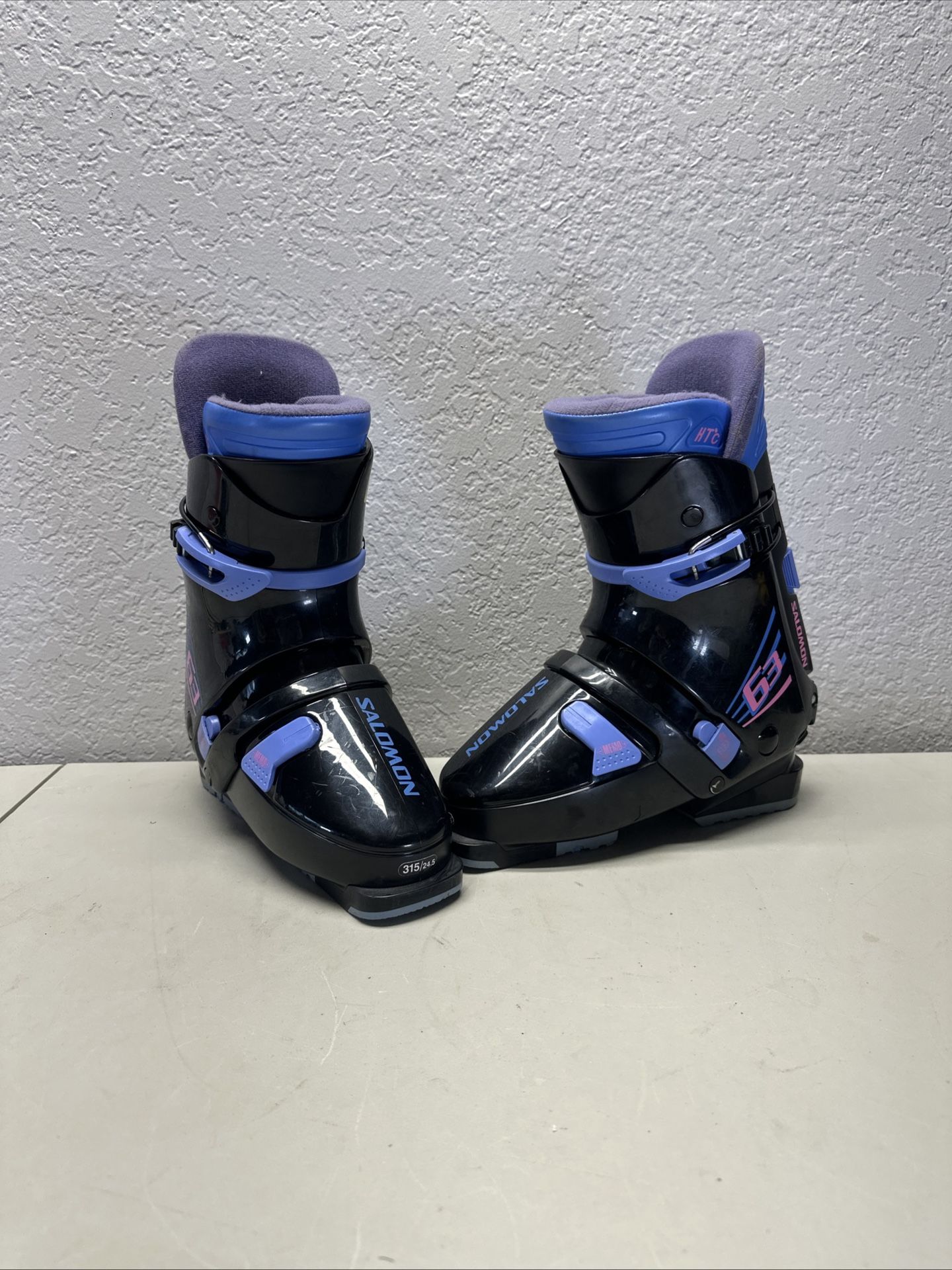 Salomon HTC 63 Vintage Black Purple Ski Boots Size 24.5 315mm