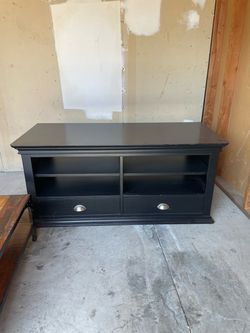 Black Wood TV Stand with Drawers