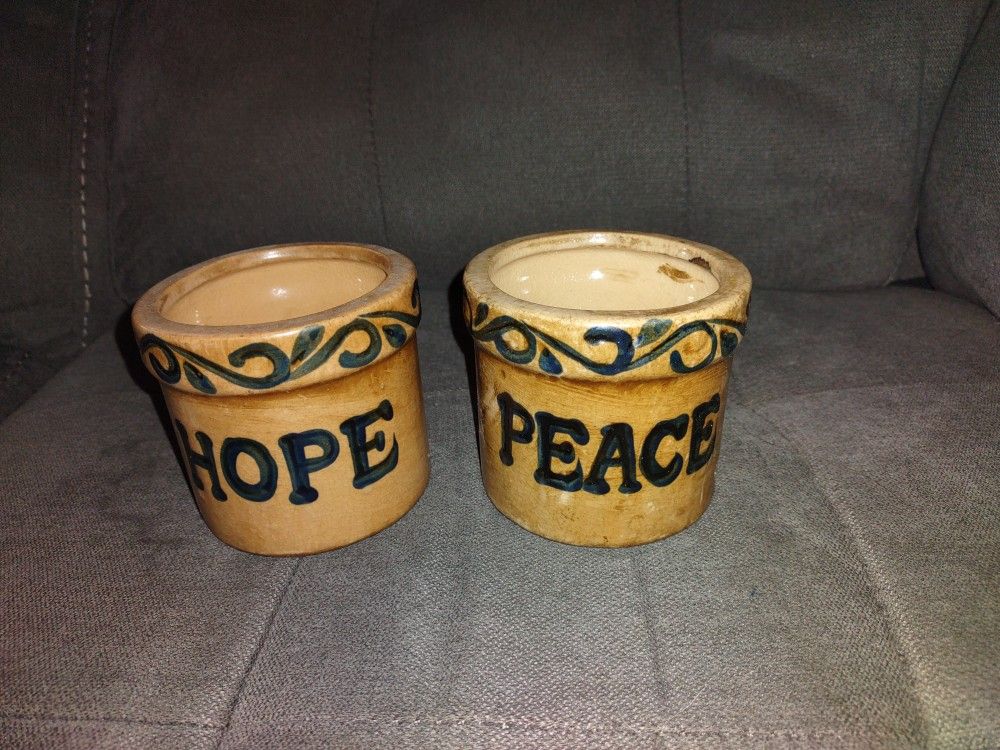 Country Hope & Peace Small Ceramic Crocks