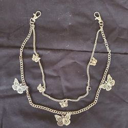  GENEMA Punk Jeans Pants Trousers Butterfly Charm Layered Waist  Chain  Wallet Keychain Chic Hip Hop Jewelry

Features These wallet chains help to ea