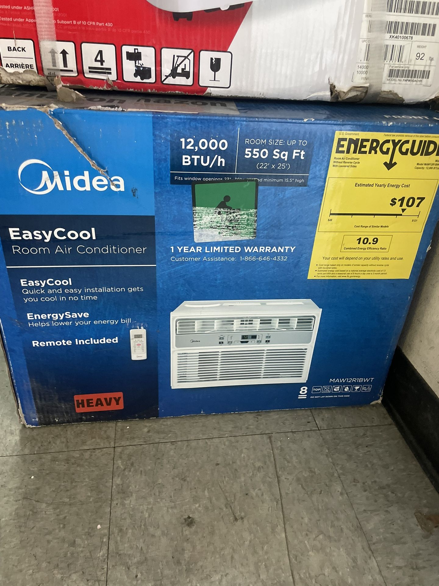 AC - Midea 12,000 BTU EasyCool Window Air Conditioner, Dehumidifier & Fan, Cools Rooms up to 550 Sq. Ft.,