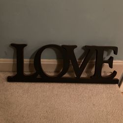 Wooden Distressed Black LOVE Plaque, Excellent Condition 
