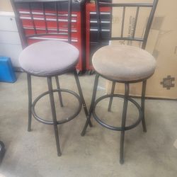 Two Brown Bar Stools 