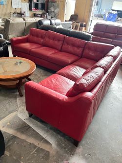 Red leather sectional