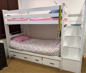 Twin over Twin Bunk Bed with Trundle storage