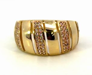 Woman’s Ladies 10k Yellow Gold Pink CZ Cubic Zirconia Wide Band Ring Size 7 GP3104266