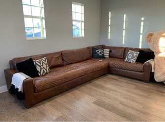 Restoration Hardware Maxwell Italian Leather Sectional – Brompton Cocoa