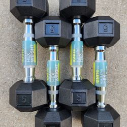 BRAND NEW 5lb Rubber Dumbbells