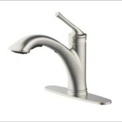 Glacier Bay Hemming Single-Handle Pull-Out Sprayer Kitchen Faucet Deckplate Included in Spot Resist Stainless Steel